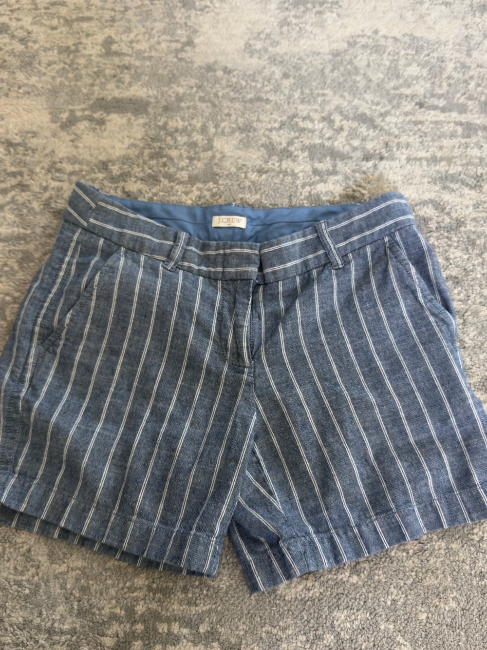 J. Crew Blue Stripe Linen-Blend Women's Shorts